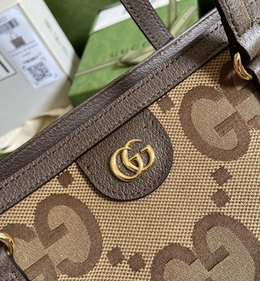 1:1 Replica Gucci Ophidia Jumbo GG Medium Tote Camel And Ebony Jumbo Canvas For Women 15in/38cm GG