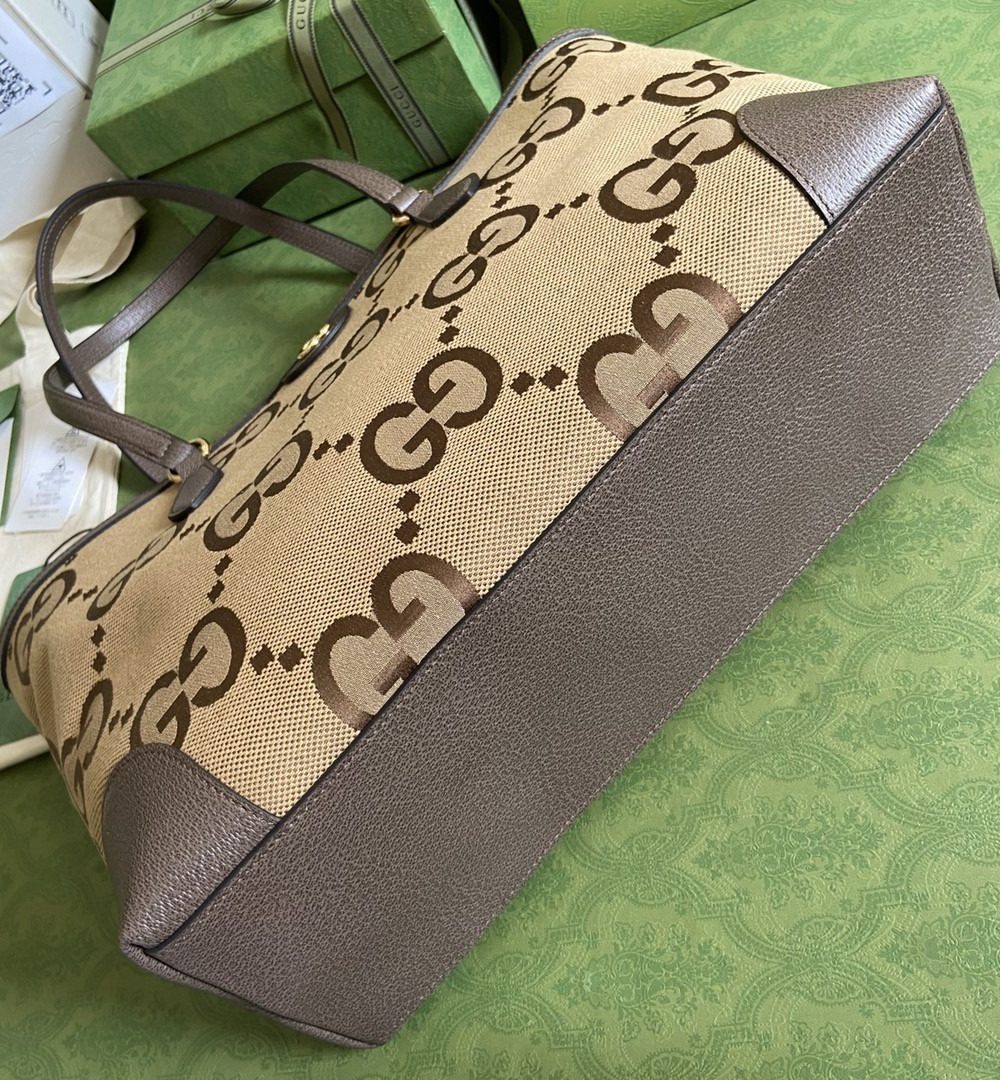 1:1 Replica Gucci Ophidia Jumbo GG Medium Tote Camel And Ebony Jumbo Canvas For Women 15in/38cm GG