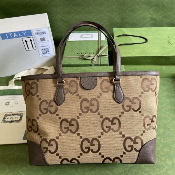 1:1 Replica Gucci Ophidia Jumbo GG Medium Tote Camel And Ebony Jumbo Canvas For Women 15in/38cm GG