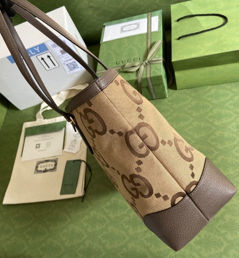 1:1 Replica Gucci Ophidia Jumbo GG Medium Tote Camel And Ebony Jumbo Canvas For Women 15in/38cm GG