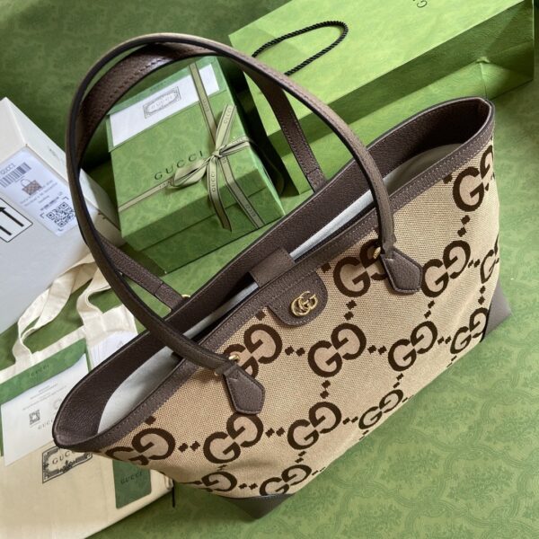 1:1 Replica Gucci Ophidia Jumbo GG Medium Tote Camel And Ebony Jumbo Canvas For Women 15in/38cm GG