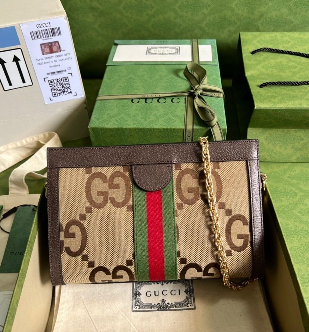1:1 Replica Gucci Ophidia Jumbo GG Small Shoulder Bag Brown For Women, Women's Bags 10.2in/26cm GG ‎‎503877 UKMIG 2570