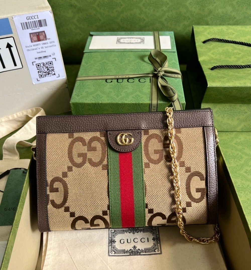 1:1 Replica Gucci Ophidia Jumbo GG Small Shoulder Bag Brown For Women, Women's Bags 10.2in/26cm GG 503877 UKMIG 2570