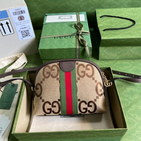 1:1 Replica Gucci Ophidia Jumbo GG Small Shoulder Bag Brown For Women, Women's Bags 9.3in/24cm GG ‎‎499621 UKMIG 2570