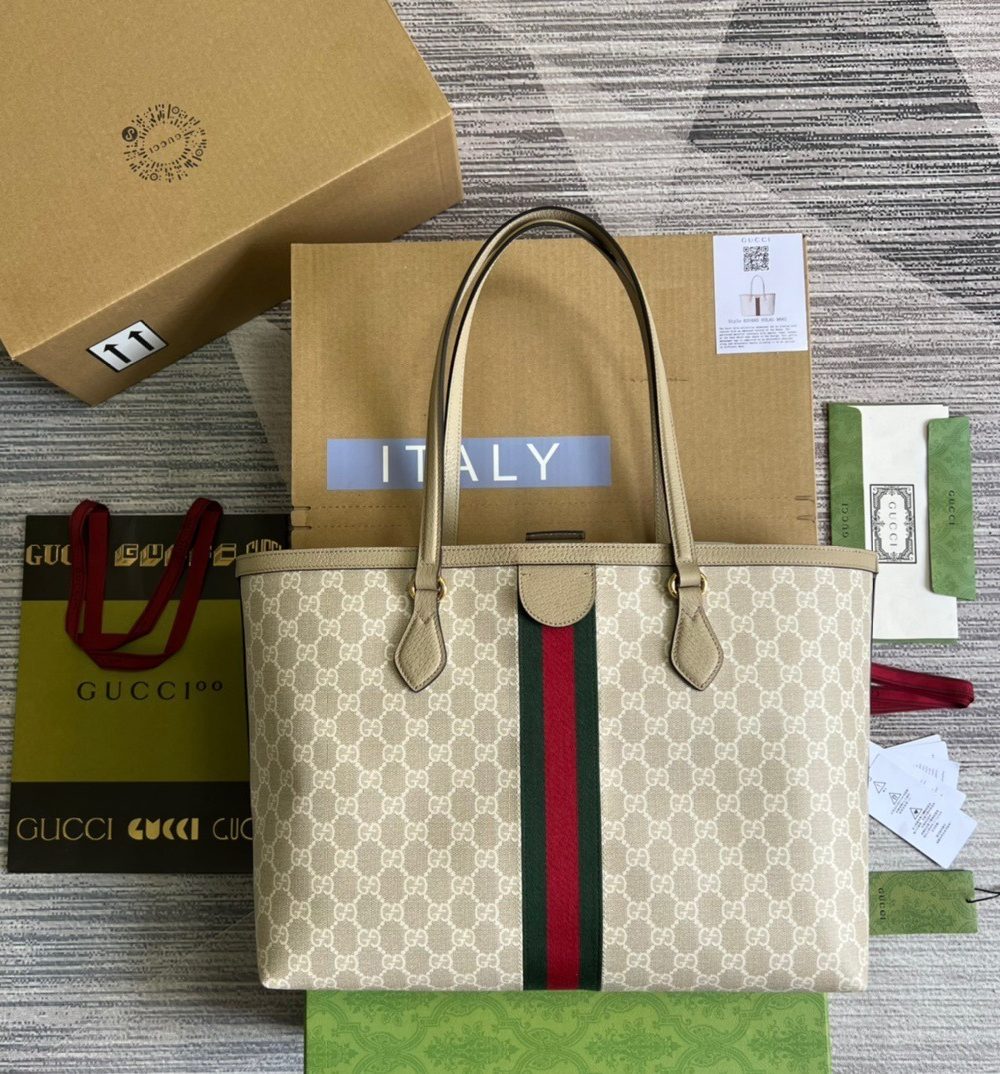 1:1 Replica Gucci Ophidia Medium GG Tote Beige For Women, Women's Bags 15in/38cm GG ‎631685 UULAG 9682