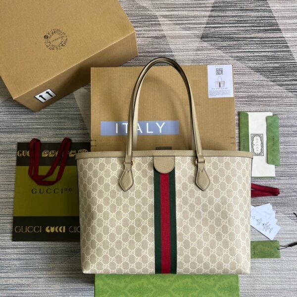 1:1 Replica Gucci Ophidia Medium GG Tote Beige For Women, Women's Bags 15in/38cm GG ‎631685 UULAG 9682