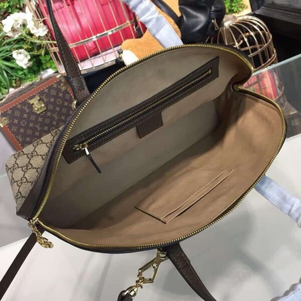 1:1 Replica Gucci Ophidia Medium Shoulder Bag Beige/Ebony GG Supreme Canvas For Women 13in/34cm 524533