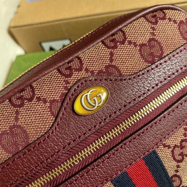 1:1 Replica Gucci Ophidia Mini GG Bag Beige And Burgundy GG Supreme Canvas For Women  7in/17.5cm GG 517350-9Y9MS-9864