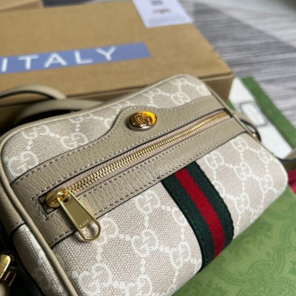 1:1 Replica Gucci Ophidia Mini GG Bag Beige And Ebony GG Supreme Canvas, With Beige For Women  7in/17.5cm GG