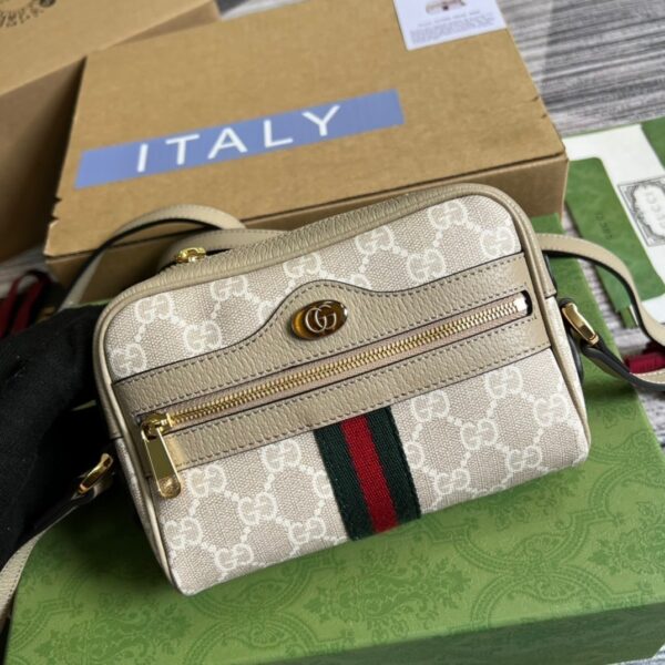 1:1 Replica Gucci Ophidia Mini GG Bag Beige And Ebony GG Supreme Canvas, With Beige For Women  7in/17.5cm GG