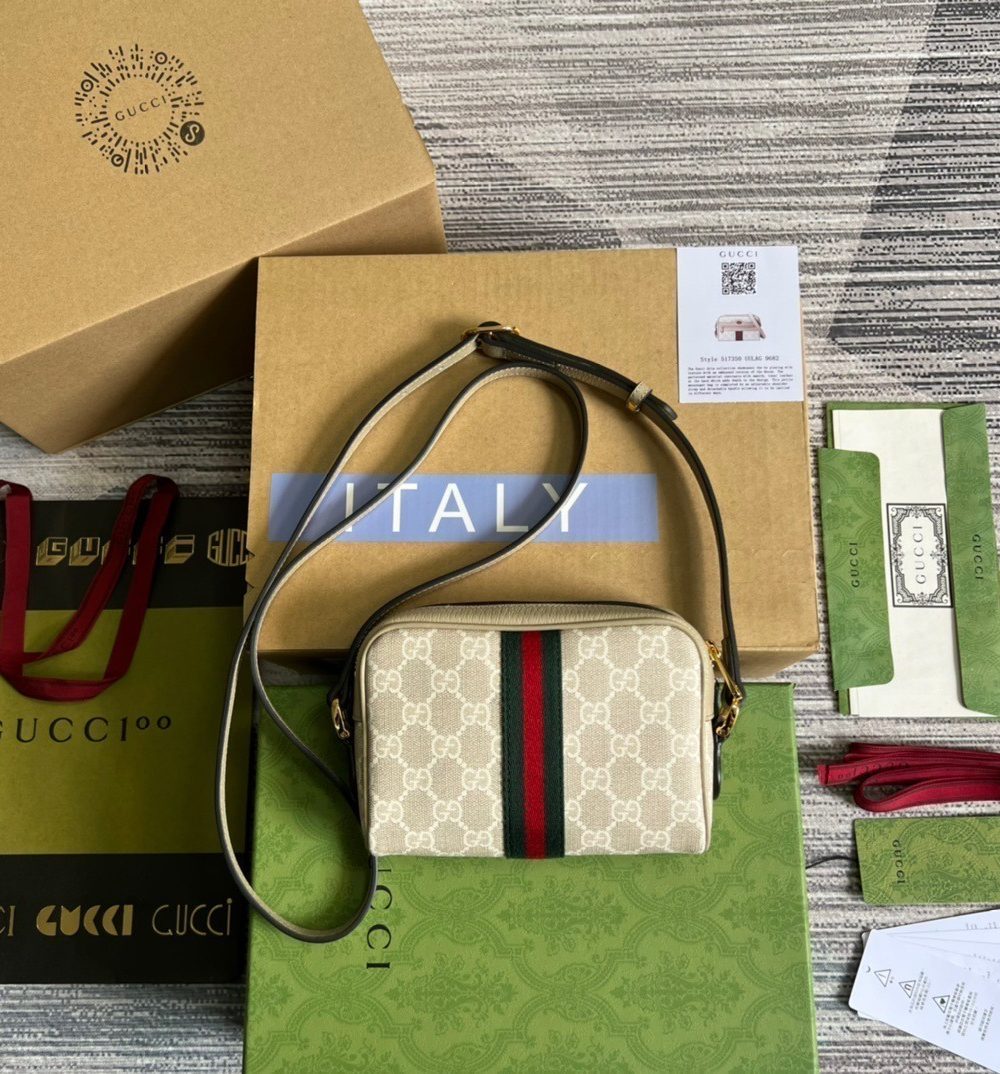 1:1 Replica Gucci Ophidia Mini GG Bag Beige And Ebony GG Supreme Canvas, With Beige For Women  7in/17.5cm GG