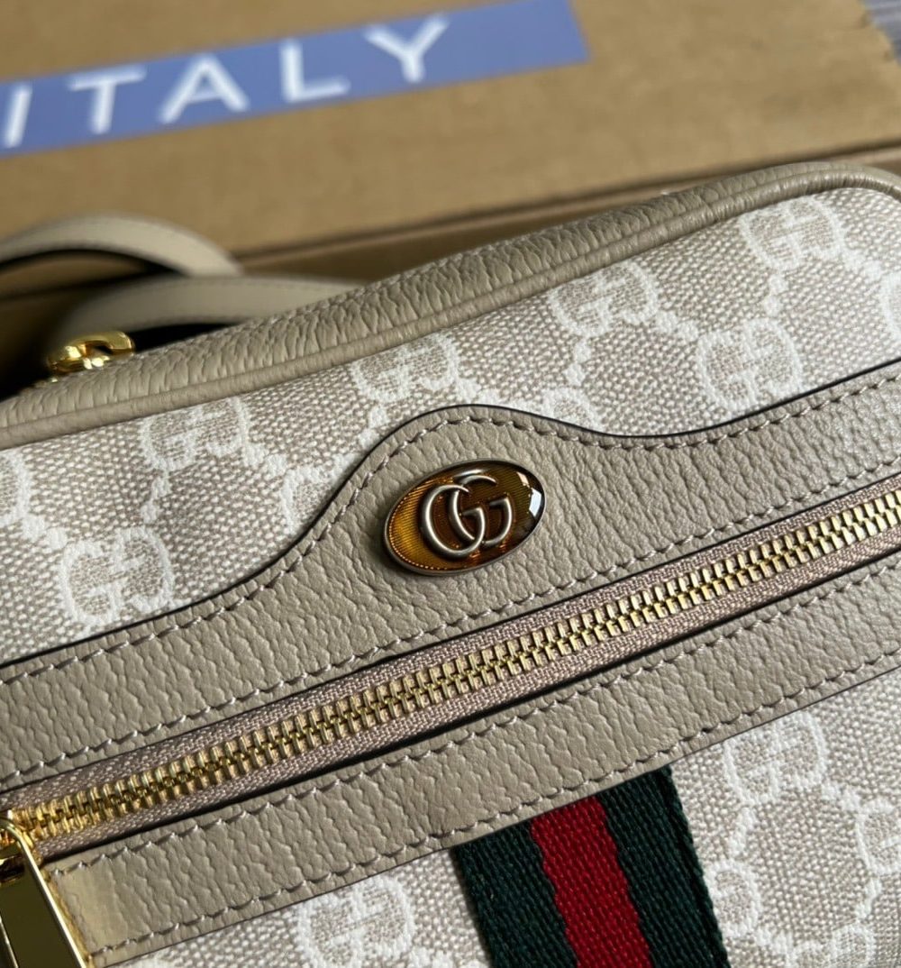 1:1 Replica Gucci Ophidia Mini GG Bag Beige And Ebony GG Supreme Canvas, With Beige For Women  7in/17.5cm GG