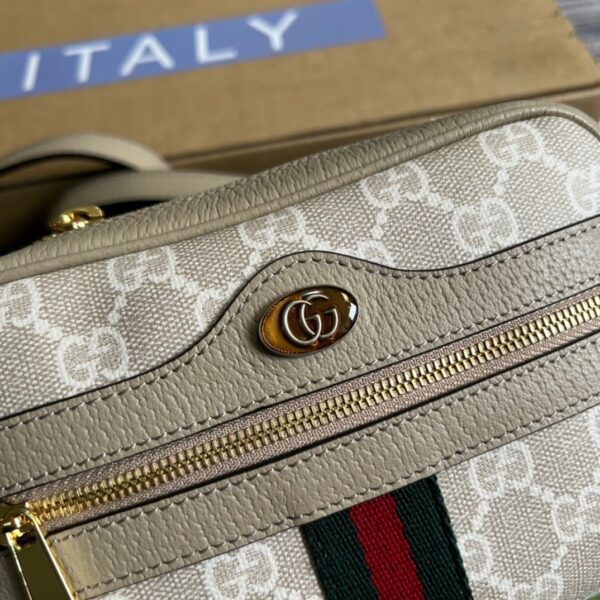 1:1 Replica Gucci Ophidia Mini GG Bag Beige And Ebony GG Supreme Canvas, With Beige For Women  7in/17.5cm GG