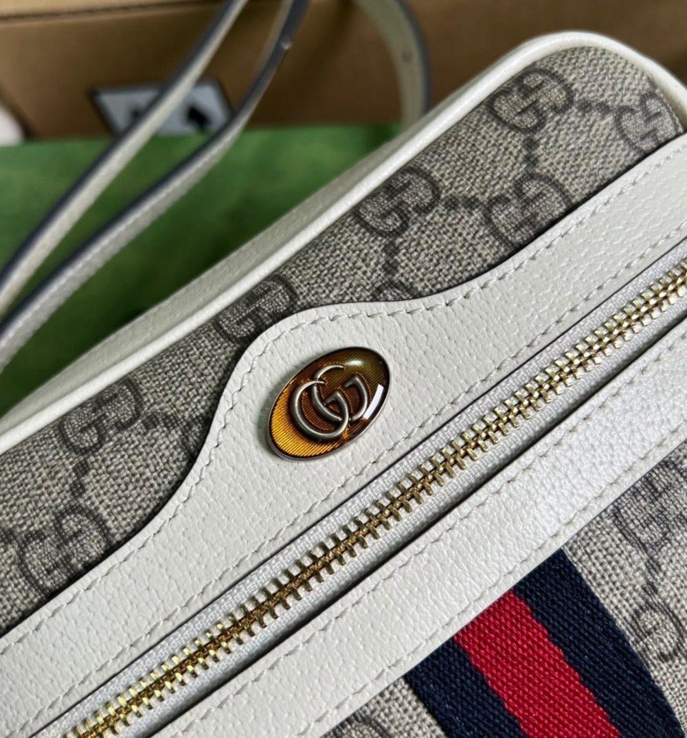 1:1 Replica Gucci Ophidia Mini GG Bag Beige And Ebony GG Supreme Canvas, With White For Women  7in/17.5cm GG 517350 96IWS 9794