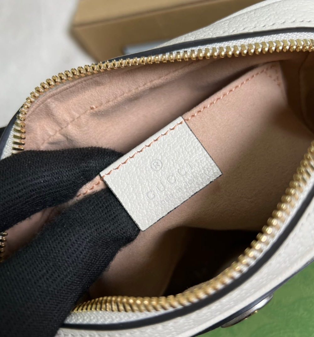 1:1 Replica Gucci Ophidia Mini GG Bag Beige And Ebony GG Supreme Canvas, With White For Women  7in/17.5cm GG 517350 96IWS 9794