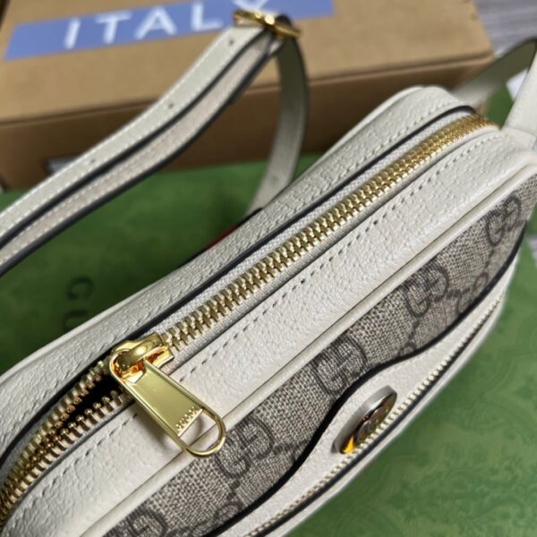 1:1 Replica Gucci Ophidia Mini GG Bag Beige And Ebony GG Supreme Canvas, With White For Women  7in/17.5cm GG 517350 96IWS 9794