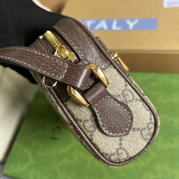 1:1 Replica Gucci Ophidia Mini GG Bag Beige/Ebony GG Supreme Canvas With Brown For Women  7in/17.5cm GG 517350 96IWS 8745