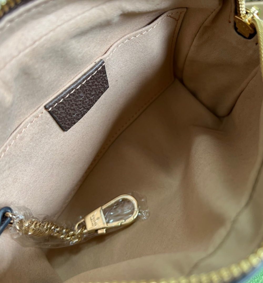 1:1 Replica Gucci Ophidia Mini GG Bag Beige/Ebony GG Supreme Canvas With Brown For Women  7in/17.5cm GG 517350 96IWS 8745