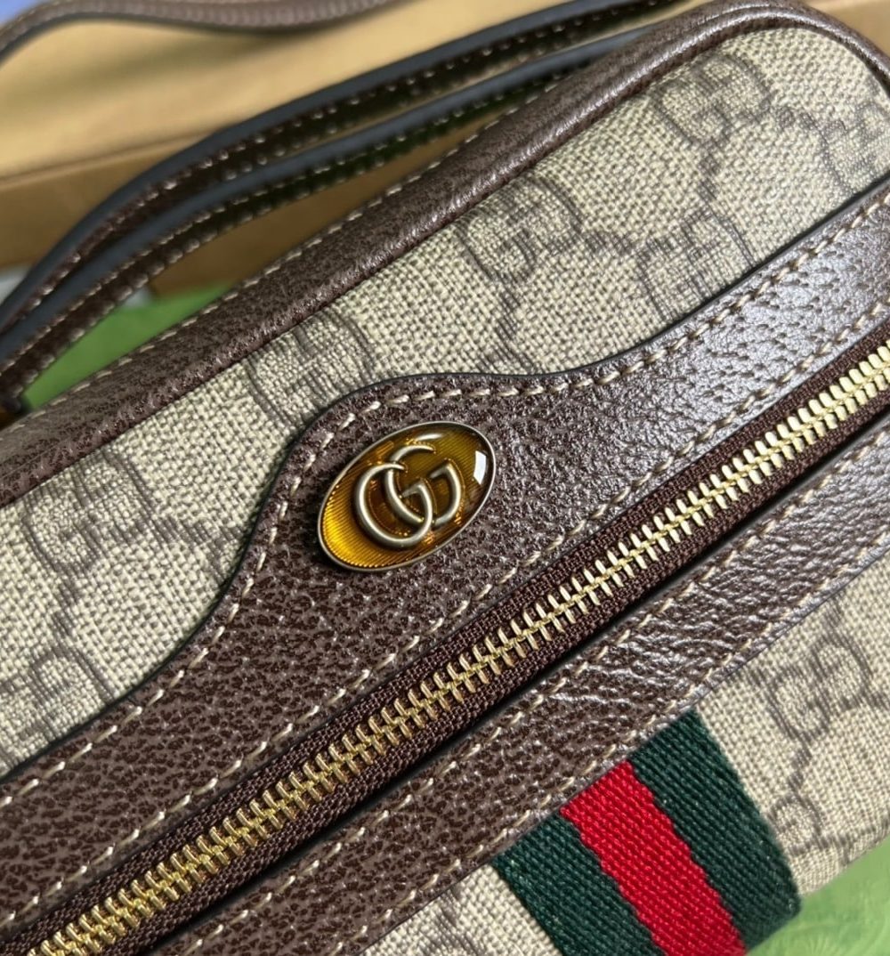 1:1 Replica Gucci Ophidia Mini GG Bag Beige/Ebony GG Supreme Canvas With Brown For Women  7in/17.5cm GG 517350 96IWS 8745