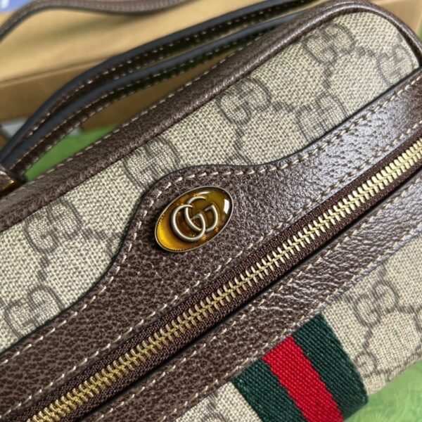 1:1 Replica Gucci Ophidia Mini GG Bag Beige/Ebony GG Supreme Canvas With Brown For Women  7in/17.5cm GG 517350 96IWS 8745
