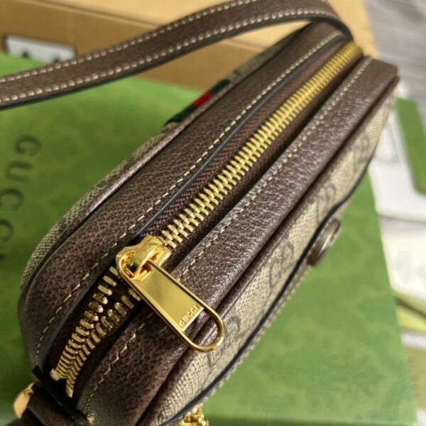 1:1 Replica Gucci Ophidia Mini GG Bag Beige/Ebony GG Supreme Canvas With Brown For Women  7in/17.5cm GG 517350 96IWS 8745