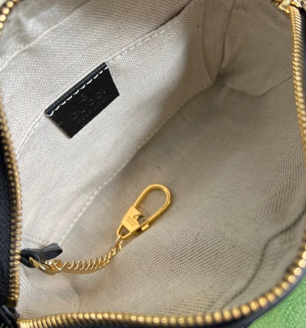 1:1 Replica Gucci Ophidia Mini GG Bag Black And Ivory GG Denim Jacquard For Women  7in/17.5cm GG 517350 UN3BG 1274