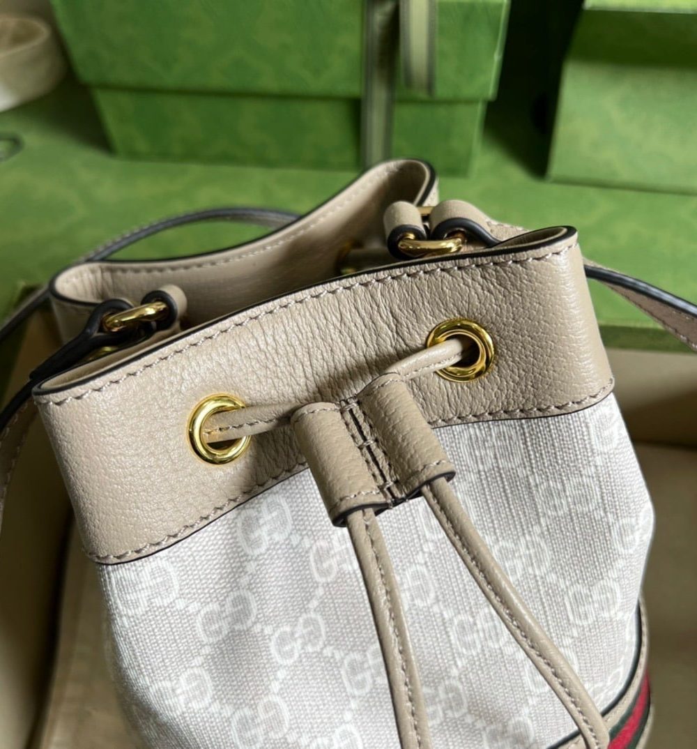 1:1 Replica Gucci Ophidia Mini GG Bucket Bag White For Women, Women's Bags 7.5in/19cm GG