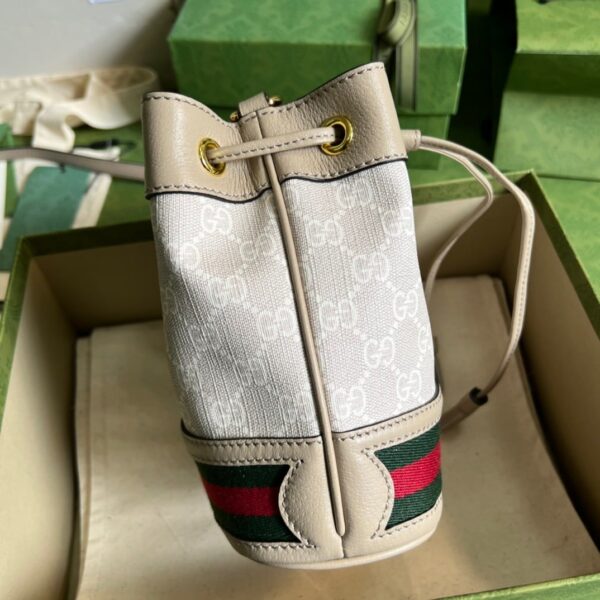 1:1 Replica Gucci Ophidia Mini GG Bucket Bag White For Women, Women's Bags 7.5in/19cm GG