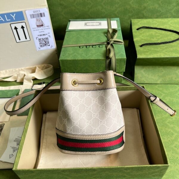1:1 Replica Gucci Ophidia Mini GG Bucket Bag White For Women, Women's Bags 7.5in/19cm GG