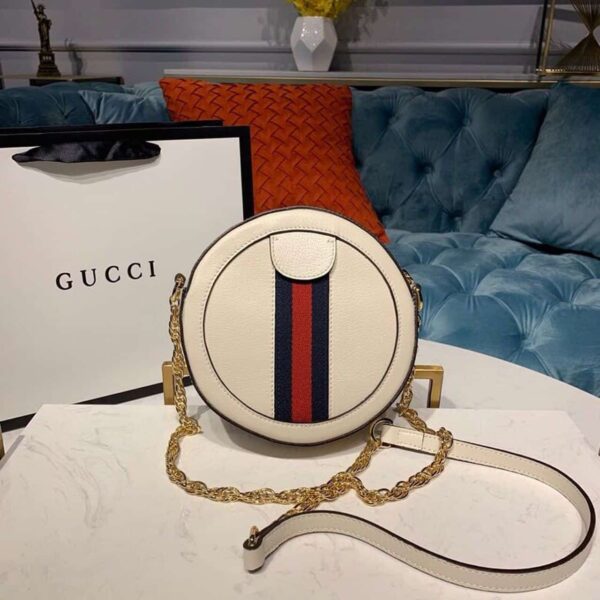 1:1 Replica Gucci Ophidia Mini GG Round Shoulder Bag White For Women 7in/18cm GG