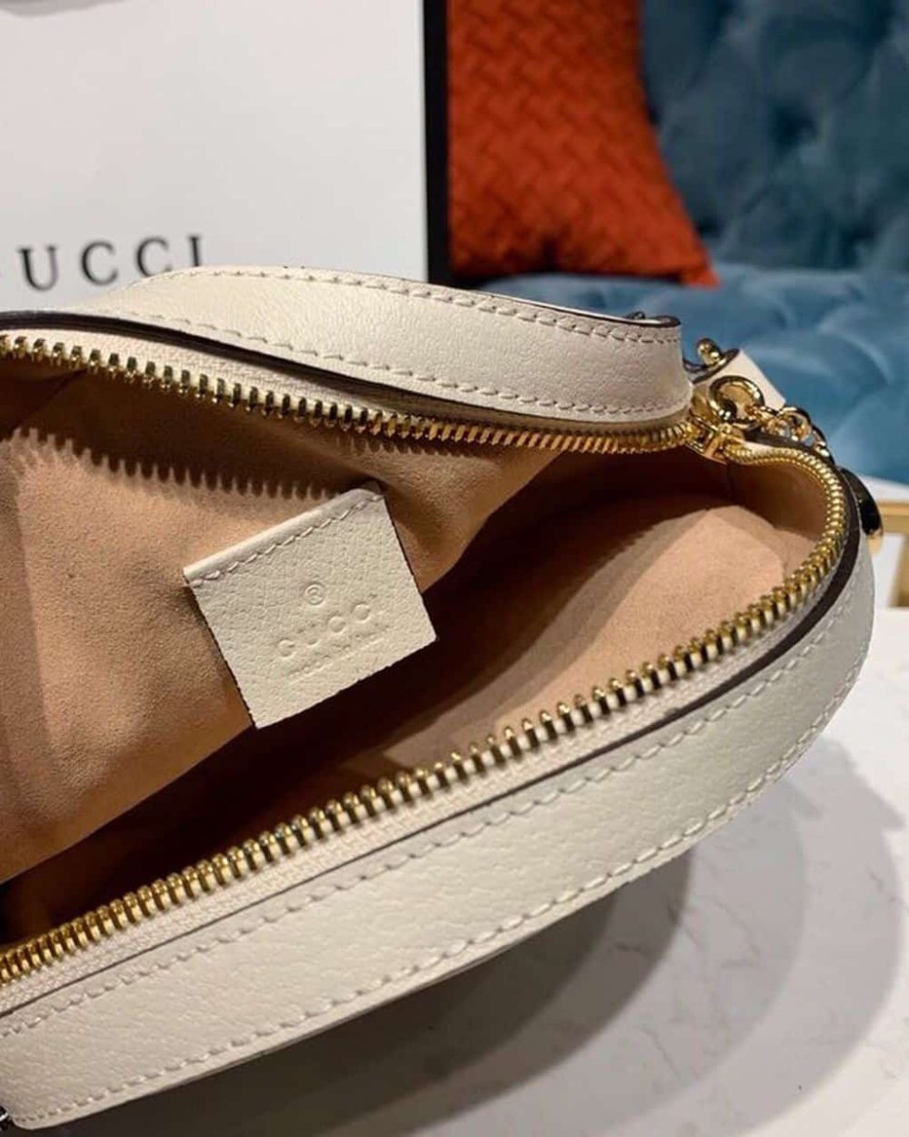 1:1 Replica Gucci Ophidia Mini GG Round Shoulder Bag White For Women 7in/18cm GG