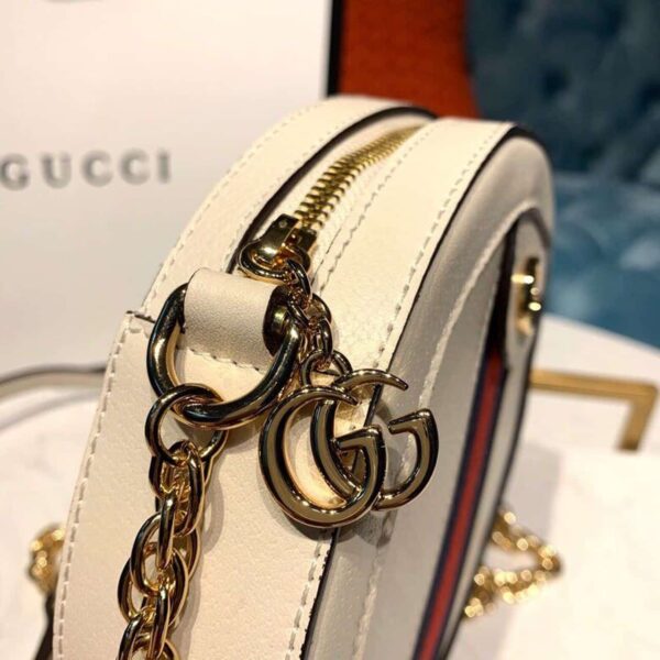 1:1 Replica Gucci Ophidia Mini GG Round Shoulder Bag White For Women 7in/18cm GG