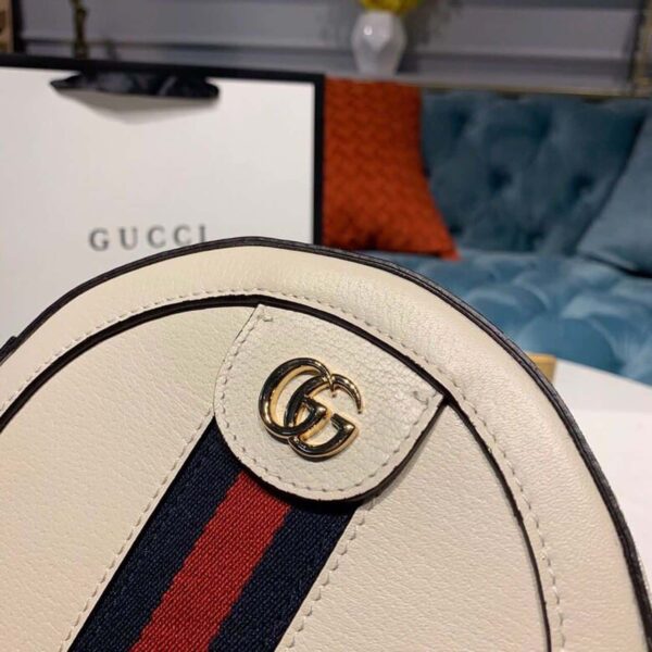 1:1 Replica Gucci Ophidia Mini GG Round Shoulder Bag White For Women 7in/18cm GG