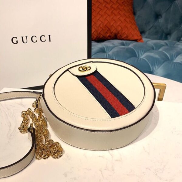 1:1 Replica Gucci Ophidia Mini GG Round Shoulder Bag White For Women 7in/18cm GG