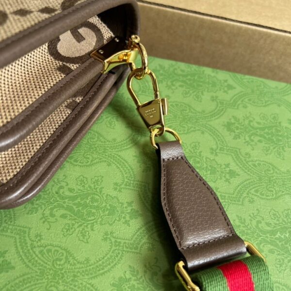 1:1 Replica Gucci Ophidia Mini Jumbo GG Bag Camel And Ebony Jumbo GG Canvas  For Men 4.7in/12cm GG