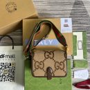 1:1 Replica Gucci Ophidia Mini Jumbo GG Bag Camel And Ebony Jumbo GG Canvas  For Men 4.7in/12cm GG