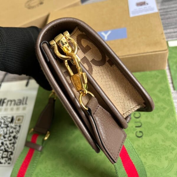 1:1 Replica Gucci Ophidia Mini Jumbo GG Bag Camel And Ebony Jumbo GG Canvas  For Men 4.7in/12cm GG