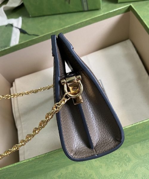 1:1 Replica Gucci Ophidia Mini Shoulder Bag Beige/Ebony GG Supreme Canvas Green And Red Web Detail Brown For Women 7.5in/19cm GG 602676 K05NB 8745