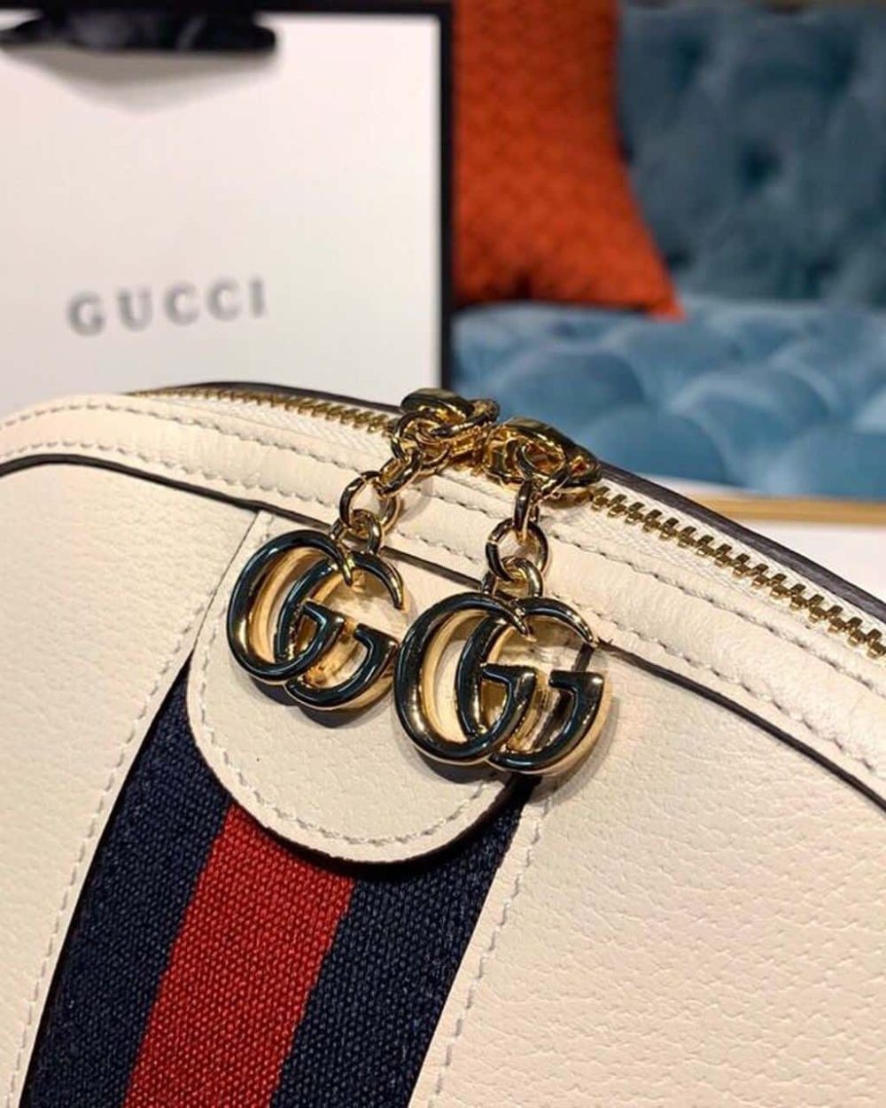 1:1 Replica Gucci Ophidia Shoulder Bag White 9in/24cm