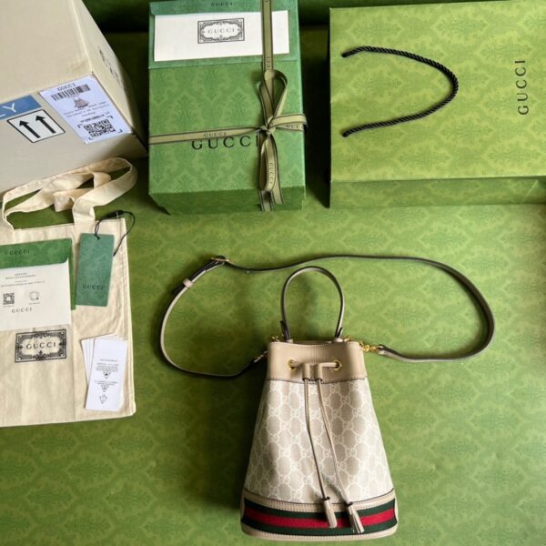 1:1 Replica Gucci Ophidia Small GG Bucket Bag White For Women, Women's Bags 10in/25cm GG ‎