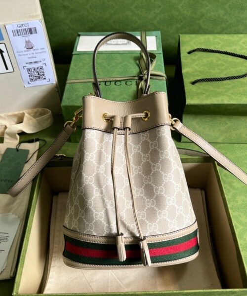 1:1 Replica Gucci Ophidia Small GG Bucket Bag White For Women, Women's Bags 10in/25cm GG ‎
