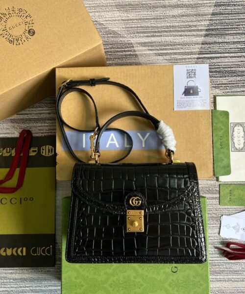 1:1 Replica Gucci Ophidia Small GG Top Handle Bag Balck For Women, Women's Bags 9.8in/25cm GG