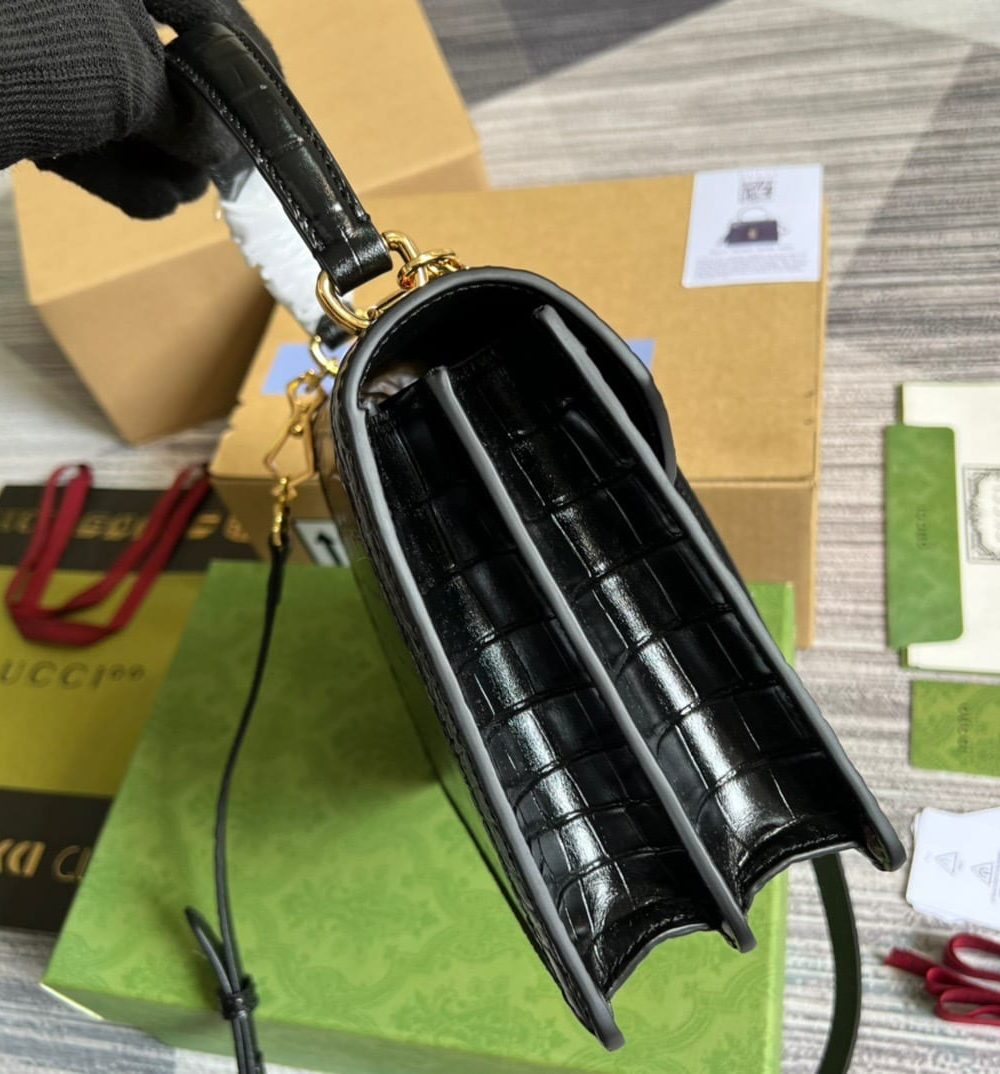 1:1 Replica Gucci Ophidia Small GG Top Handle Bag Balck For Women, Women's Bags 9.8in/25cm GG