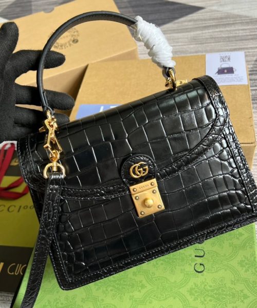 1:1 Replica Gucci Ophidia Small GG Top Handle Bag Balck For Women, Women's Bags 9.8in/25cm GG