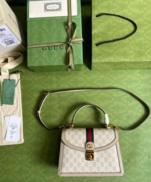 1:1 Replica Gucci Ophidia Small GG Top Handle Bag Beige For Women, Women's Bags 9.8in/25cm GG ‎651055 UULAG 9682