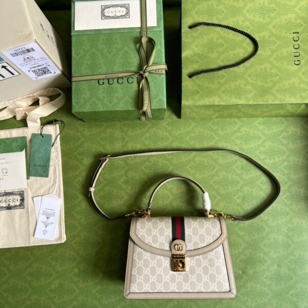 1:1 Replica Gucci Ophidia Small GG Top Handle Bag Beige For Women, Women's Bags 9.8in/25cm GG ‎651055 UULAG 9682