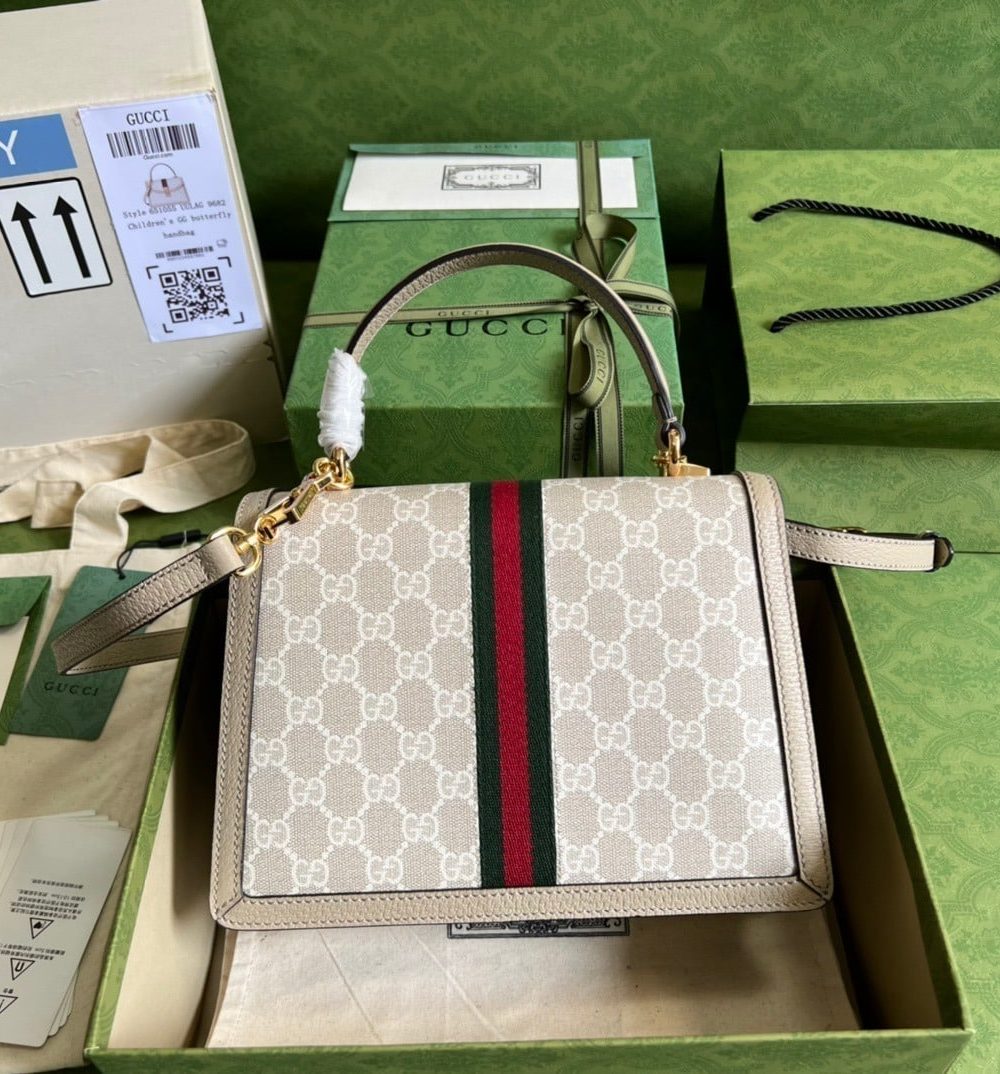 1:1 Replica Gucci Ophidia Small GG Top Handle Bag Beige For Women, Women's Bags 9.8in/25cm GG ‎651055 UULAG 9682