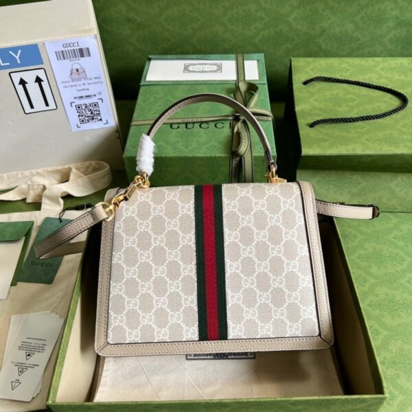 1:1 Replica Gucci Ophidia Small GG Top Handle Bag Beige For Women, Women's Bags 9.8in/25cm GG ‎651055 UULAG 9682