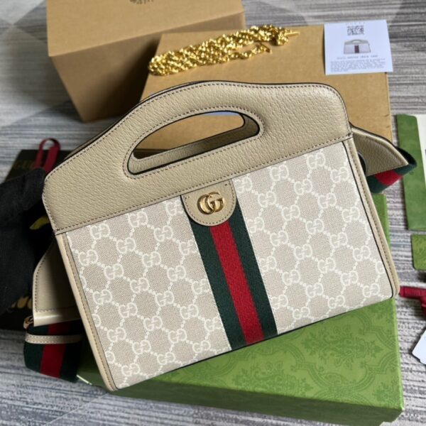 1:1 Replica Gucci Ophidia Small Tote With Web Beige For Women, Women's Bags 10in/26cm GG