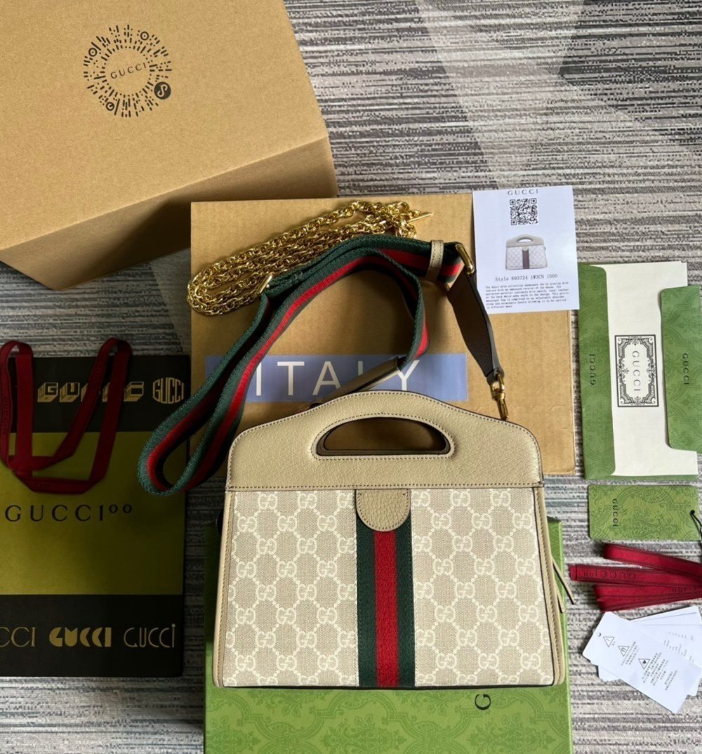 1:1 Replica Gucci Ophidia Small Tote With Web Beige For Women, Women's Bags 10in/26cm GG